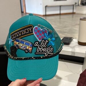 Teal Embroidered Trucker Hat